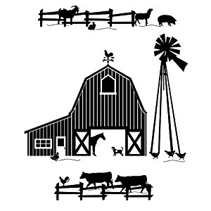 300x300 Farm Scene Silhouette