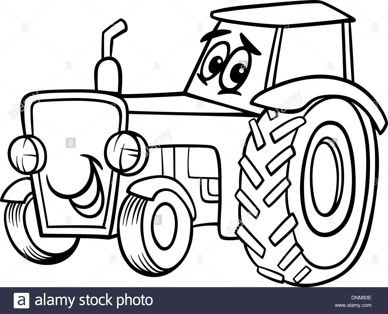 1300x1053 Black And White Cartoon Illustration Of Funny Farm Tractor Vehicle