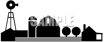 350x143 Farm Clipart Silhouette