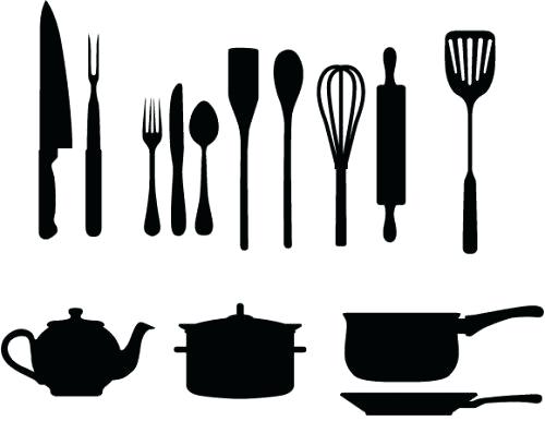 500x386 Silhouette Design Cameo Kitchen Utensils Clipart Free Printable