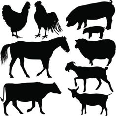 236x236 9 Free Vector Farm Animals Silhouette Cameo