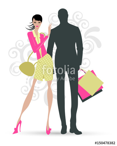 400x500 Fashion Figure Woman And Man With The Shopping Bags In A Day