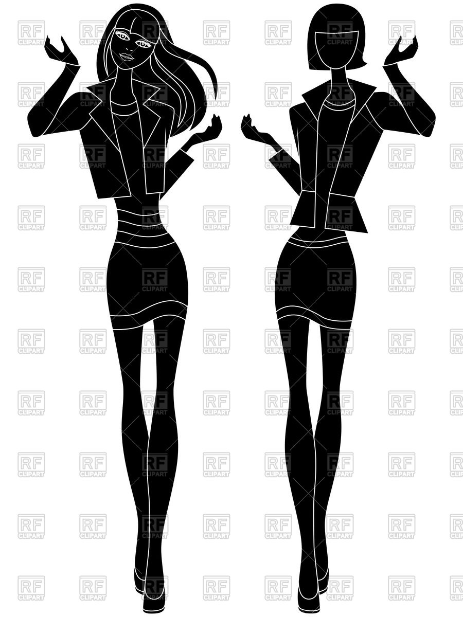 900x1200 Silhouettes Of Fashion Models Royalty Free Vector Clip Art Image