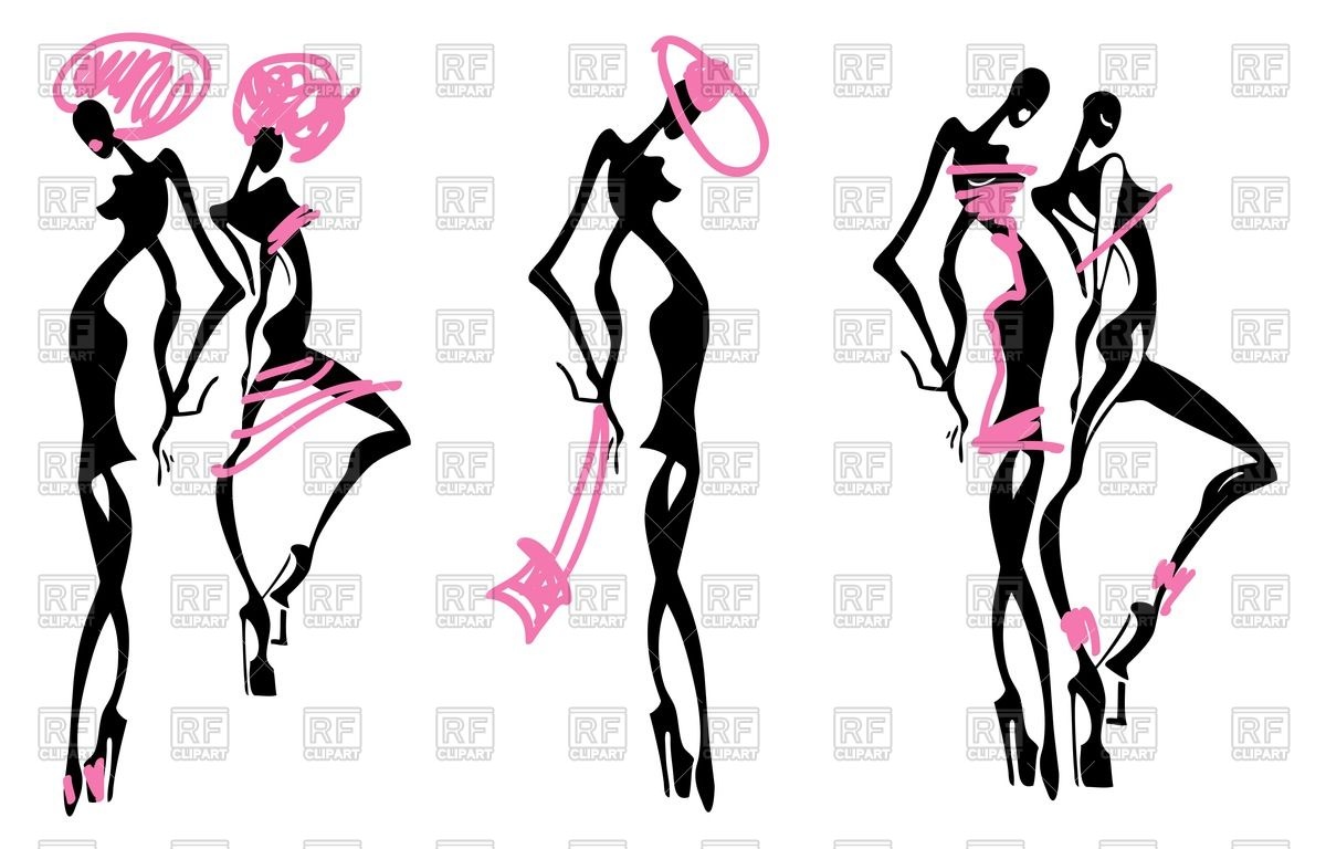 1200x768 Silhouette Of Fashion Women Royalty Free Vector Clip Art Image