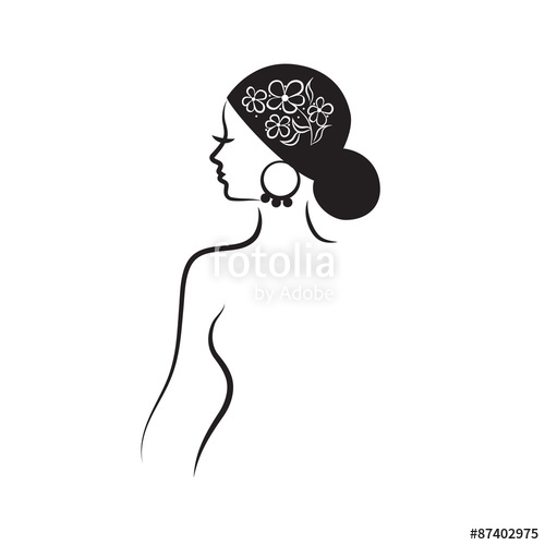 500x500 Beautiful Woman's Profile On White Background. Beauty Logo