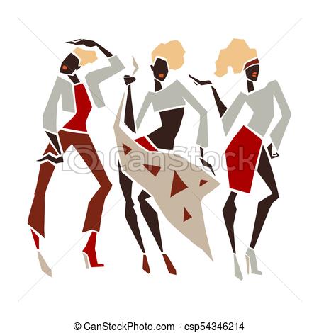 450x470 Silhouette Fashion Girl Set. Silhouette Young Woman . Vector