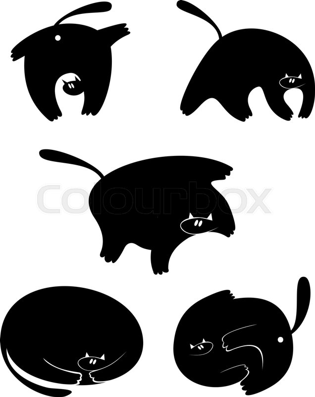 636x800 Fat Cat Silhouette Vector Illustration Collection For Your Design