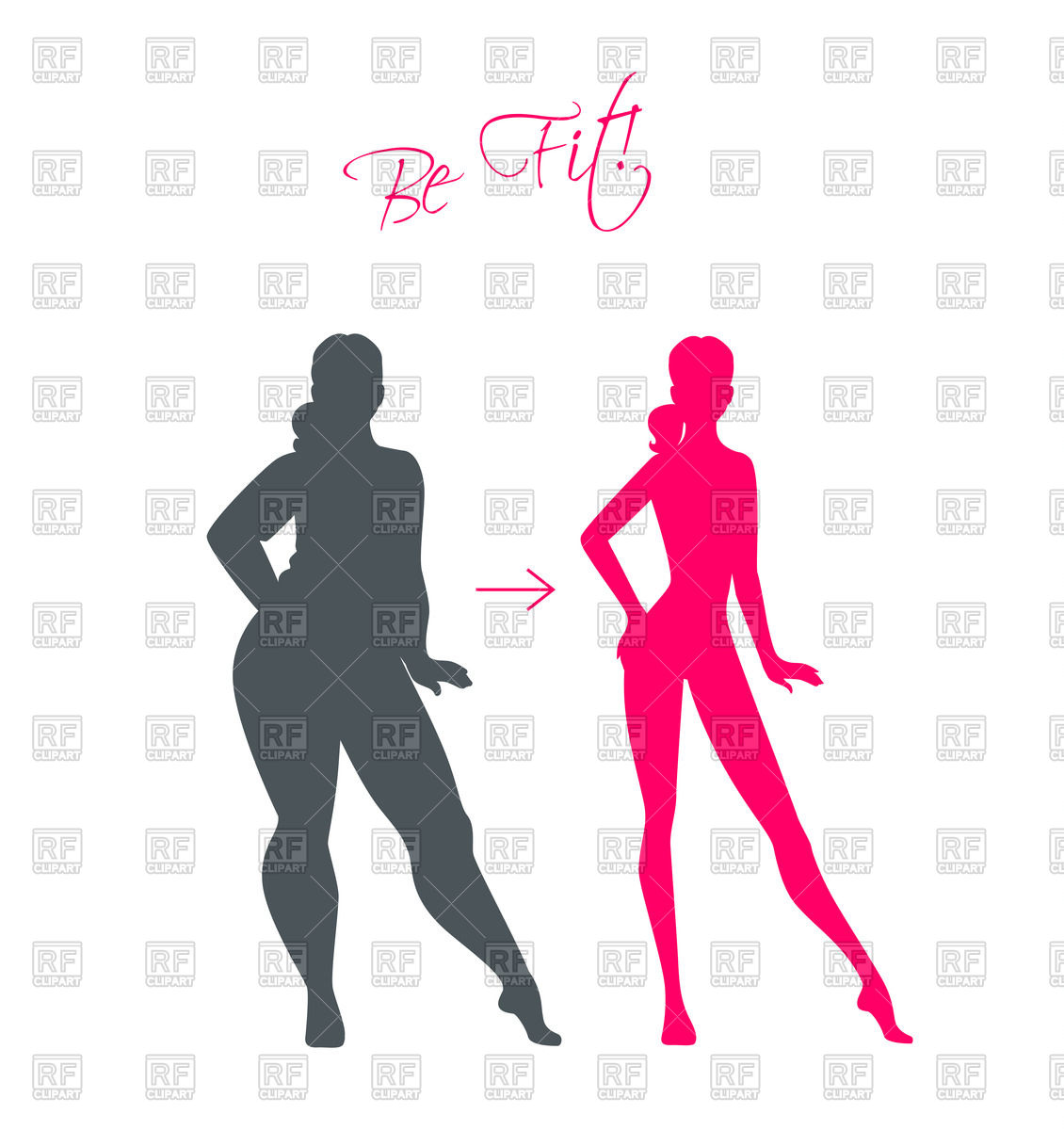 1130x1200 Slim And Fat Girl Silhouettes Royalty Free Vector Clip Art Image