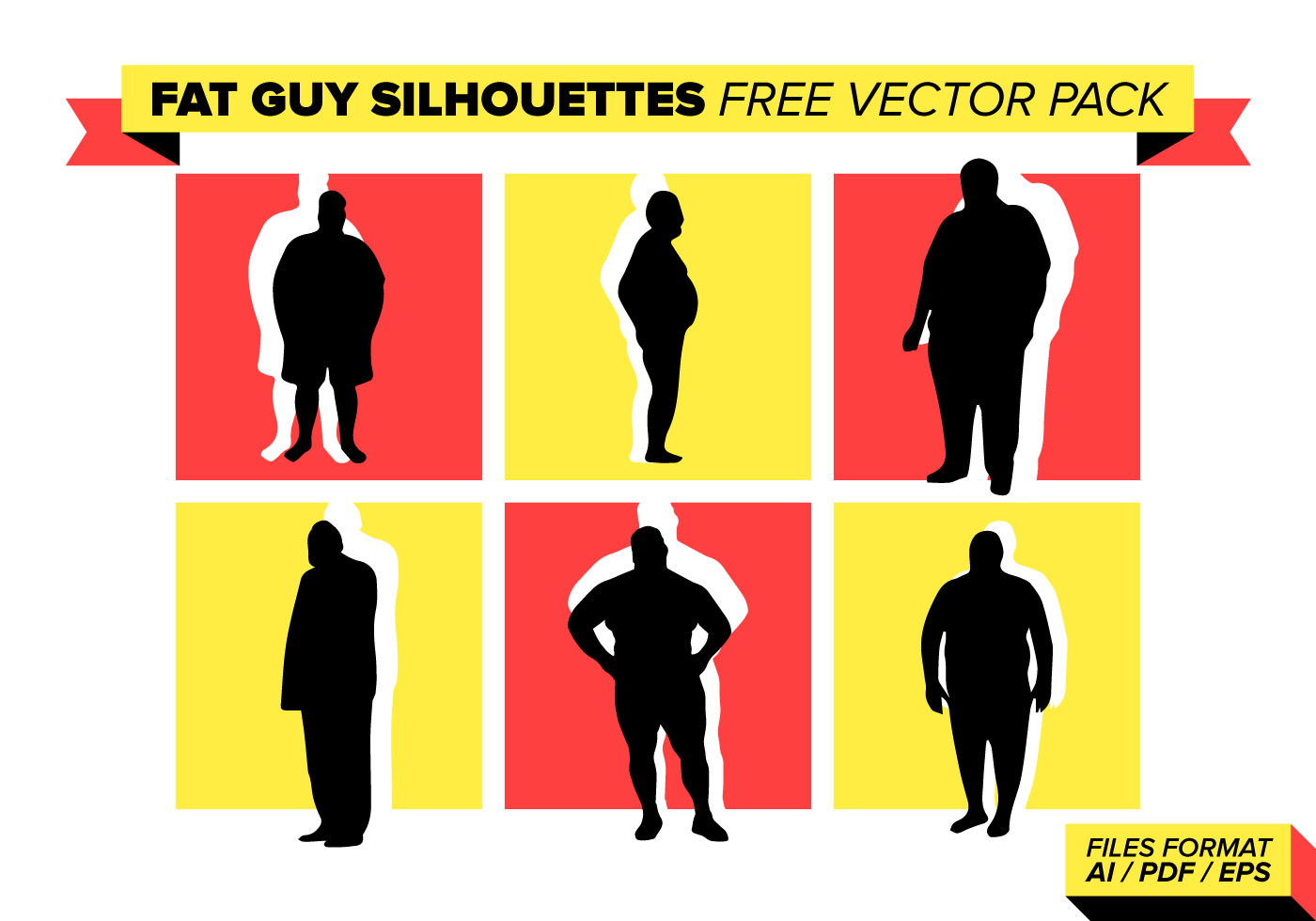 1400x980 Fat Guy Silhouettes Free Vector Pack
