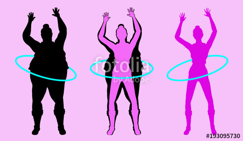 500x291 Fat And Slim Woman Silhouette Exercising With Hula Hoop Stock