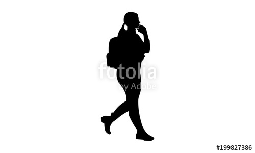 500x300 Silhouette Of A Fat Woman With Backpack Walking Stock Image