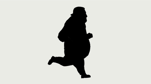 480x270 Profile Of Fat Man Running In Silhouette ~ Footage