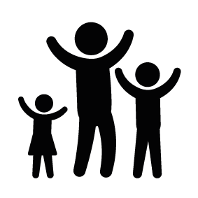 283x283 Father With Children Raising Arms Silhouette Silhouette