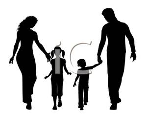 300x233 Silhouette Of A Father, Mother, And Two Children Walking