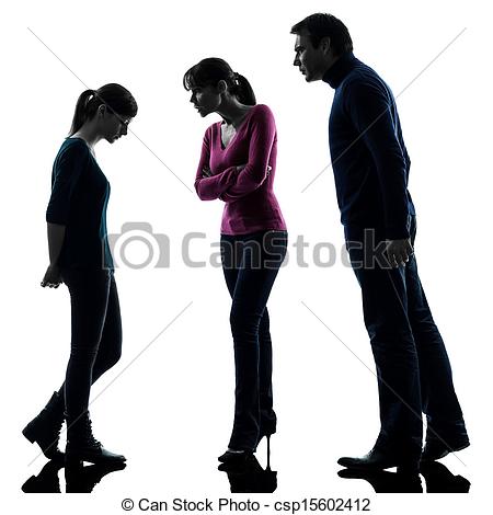 450x470 Family Father Mother Daughter Dispute Reproach Silhouette