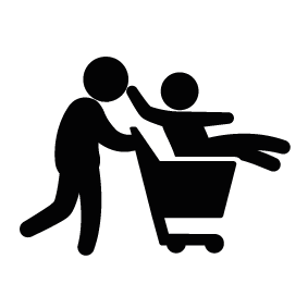 283x283 Father With Son On Shopping Cart Silhouette Silhouette Of Father