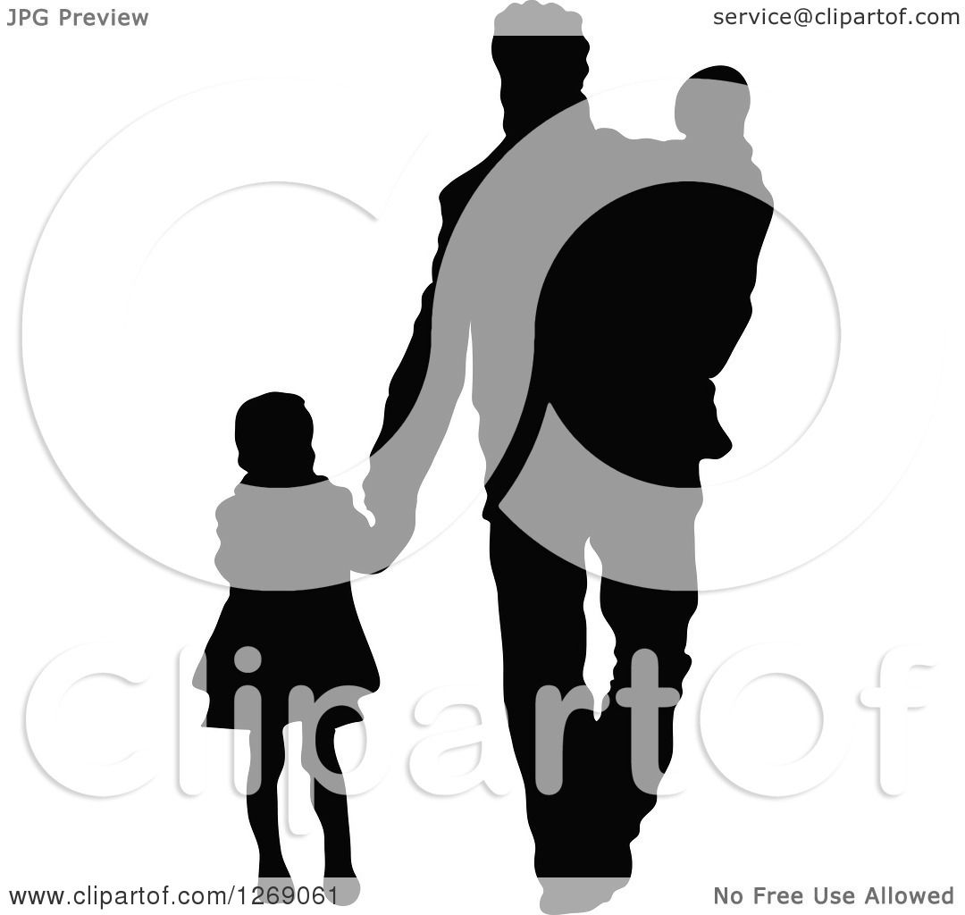 1080x1024 Clipart Of A Black Silhouette Of A Daughter Holding Hands