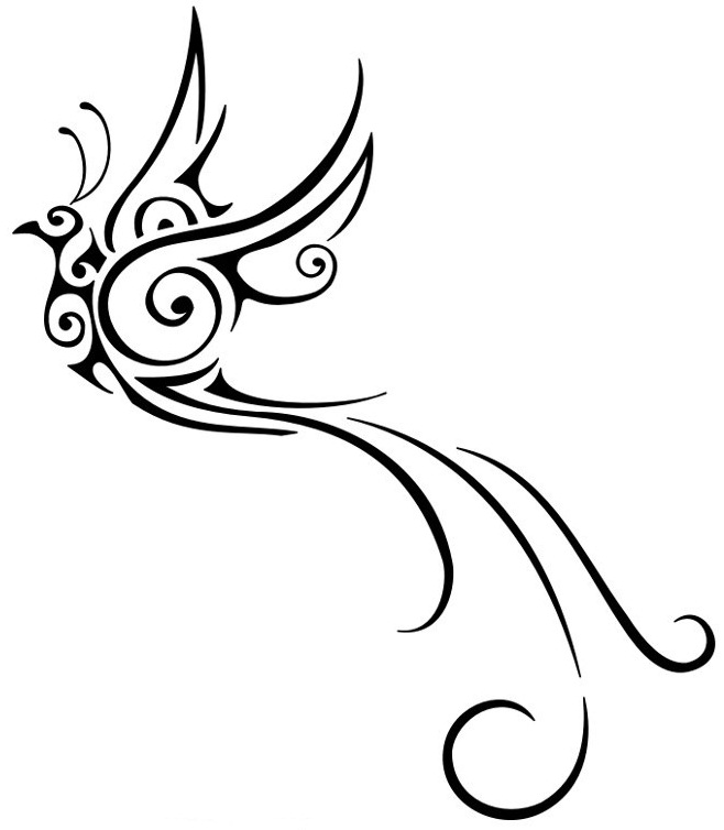 658x754 Black Tribal Flying Birds Tattoo Design