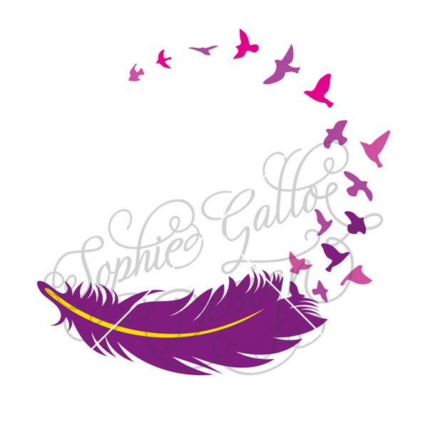 600x600 Feather Birds Tattoo Svg Dxf Amp Png Digital Download Files