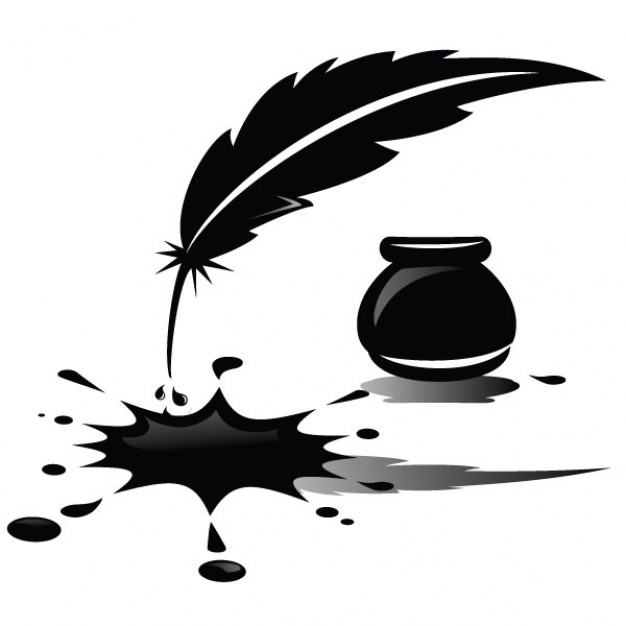 626x626 Spilled Ink And Feather Illustration Vector Free Download
