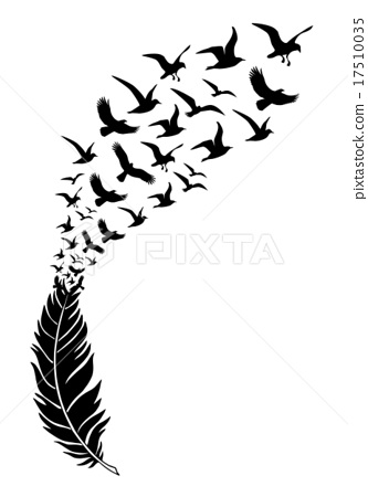 333x450 Feathers With Free Flying Birds, Vector