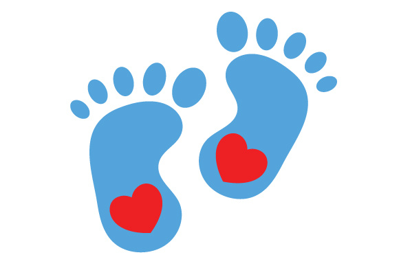 580x387 Blue Baby Feet Silhouette Svg Cut File By Creative Fabrica Crafts