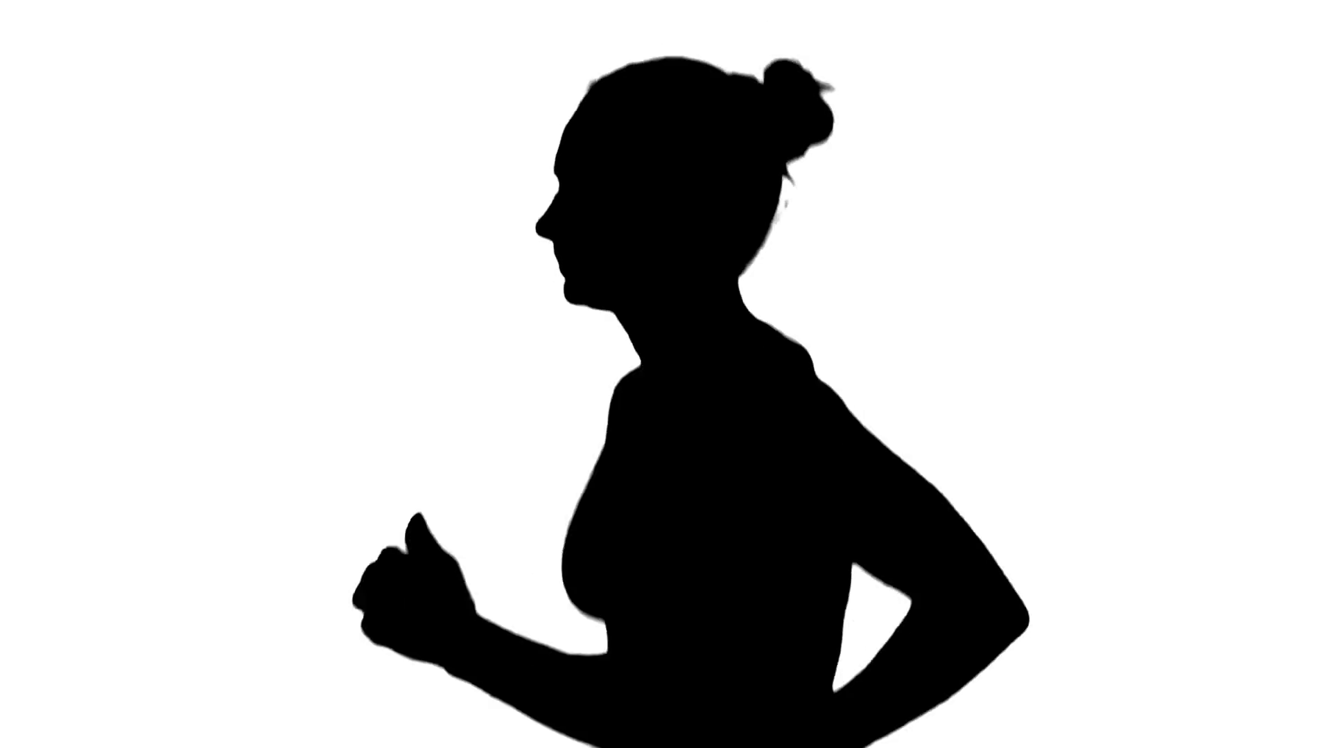 1920x1080 Girl With Athletic Body Running. Side View. Silhouette. White