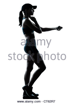 300x421 Girl Athlete Runner Running Side View Black Silhouette Stock