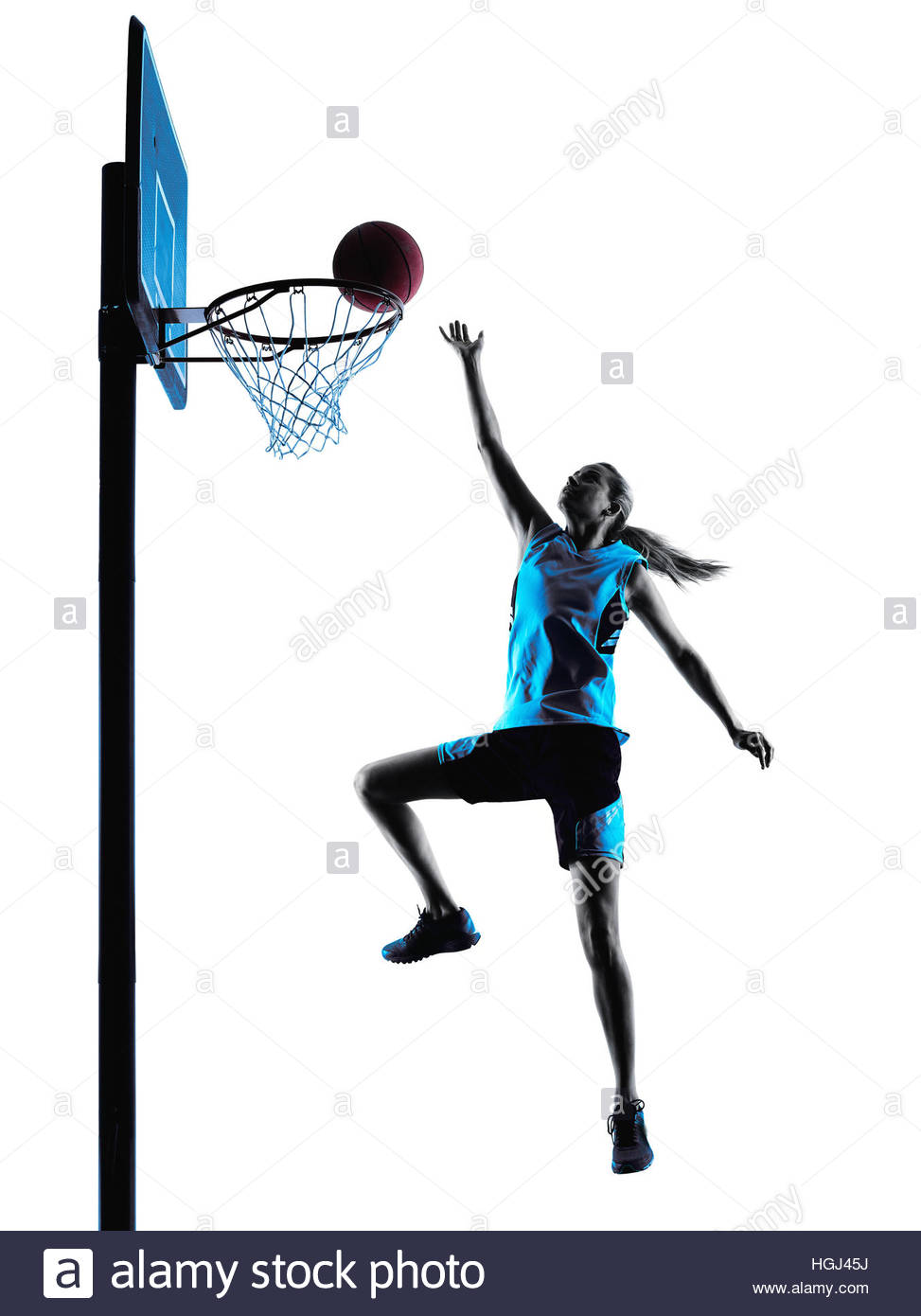 973x1390 One Caucasian Woman Basketball Player Dribbling In Silhouette