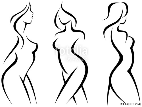 500x376 Set Of Stylized Silhouettes Woman Body Stock Image And Royalty