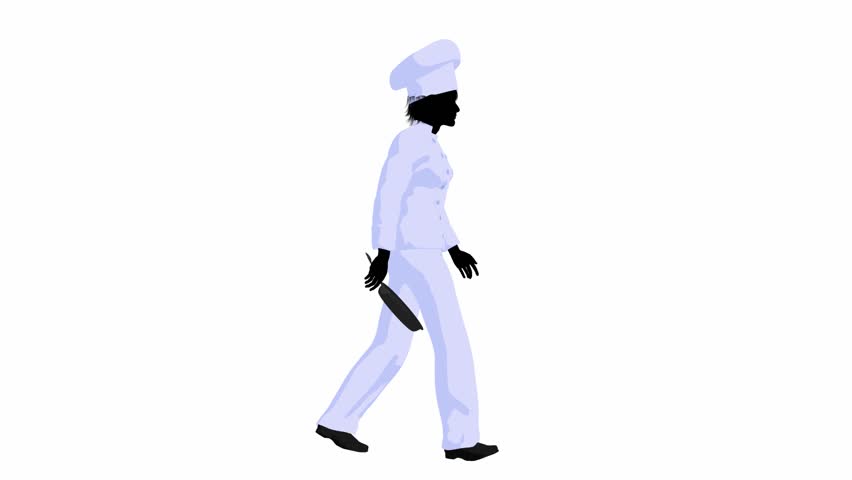 852x480 Female Chef Walking On A White Background Stock Footage Video