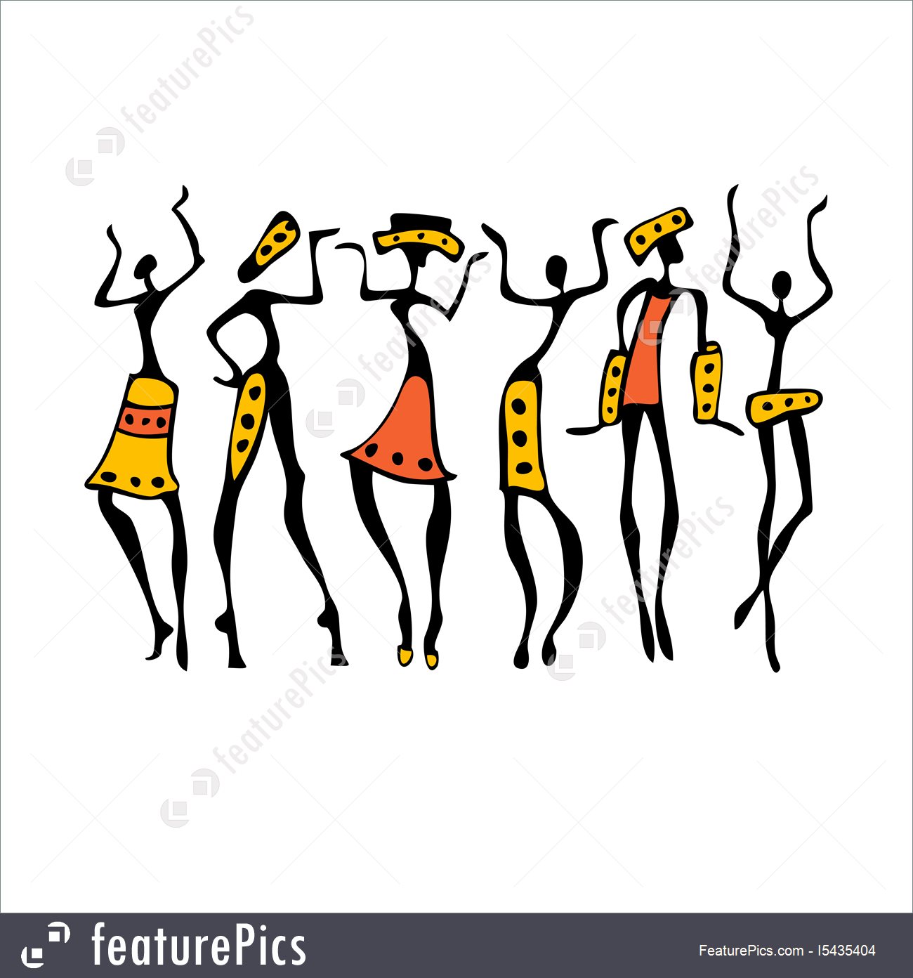 1300x1392 Tribal African Dancing Women Silhouettes Stock Illustration