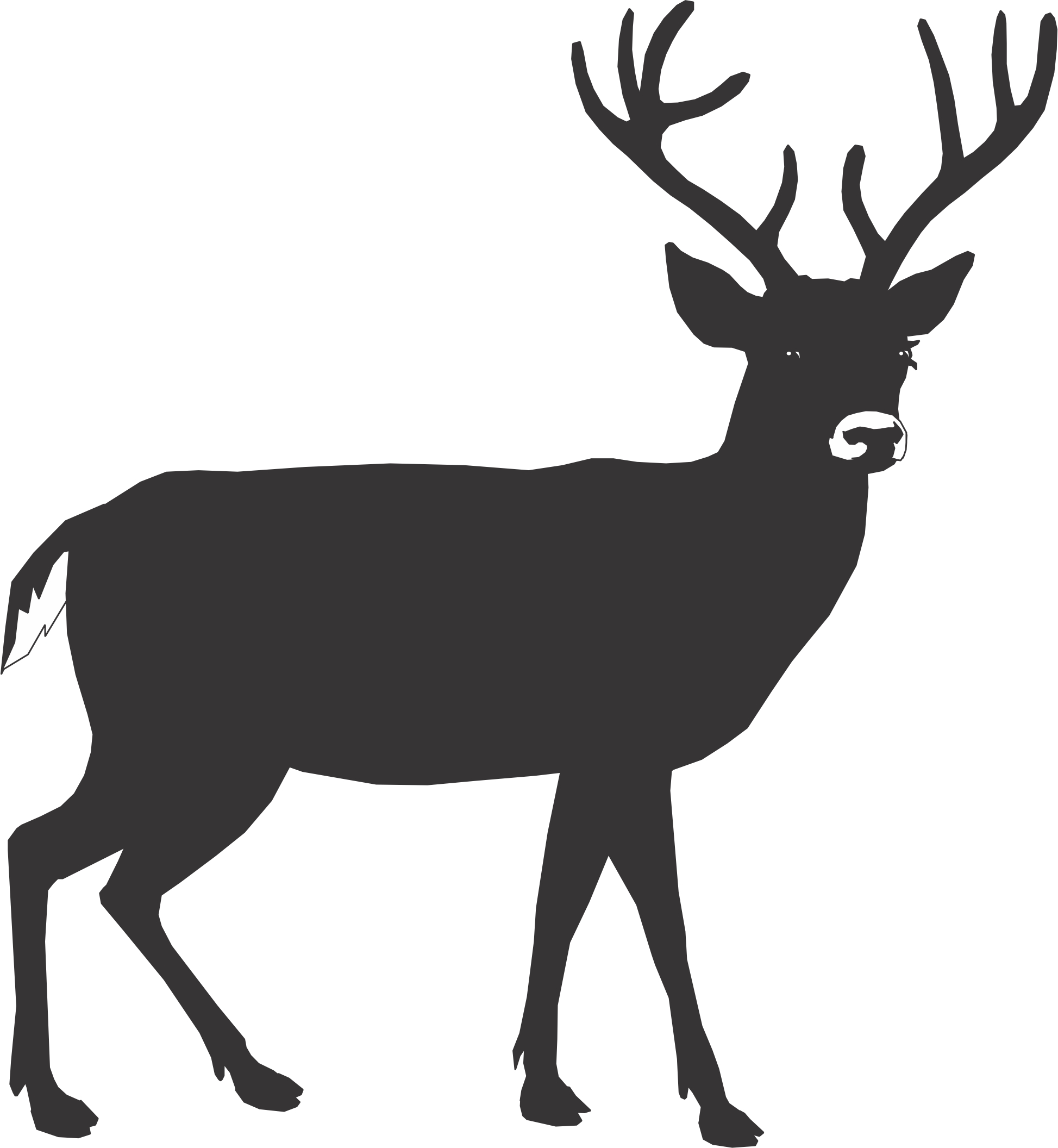 1947x2112 Deer Silhouette Clipart