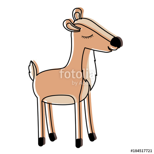 500x500 Female Deer Cartoon With Closed Eyes Expression In Watercolor