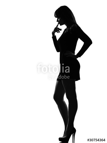 374x500 Stylish Silhouette Woman Full Length Thinking Stock Photo