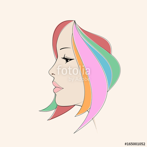 500x500 Female Silhouette Of Contour. Woman Face Profile View Beauty