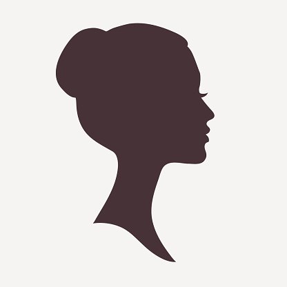 416x416 Woman Face Silhouette With Stylish Hairstyle Premium Clipart