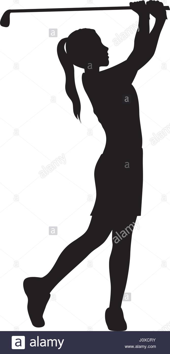 669x1390 Black Silhouette Girl Playing Golf Stock Vector Art Amp Illustration