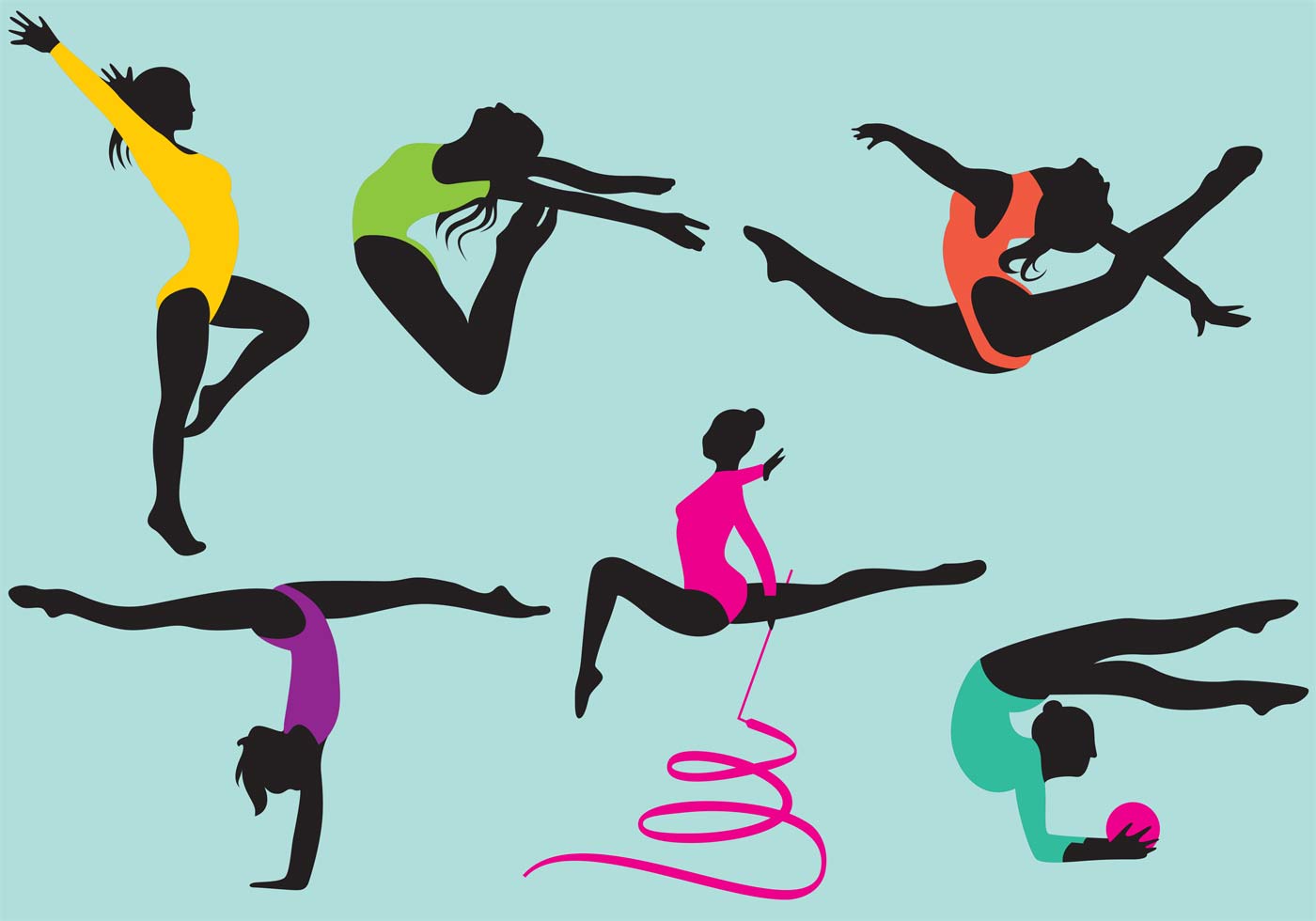 1400x980 Female Gymnast Silhouette Vectors