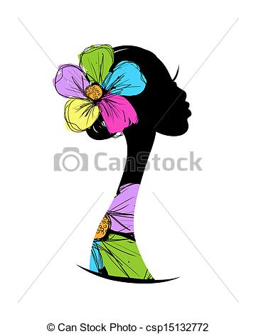 360x470 Female Head Silhouette For Your Design Vectors Illustration