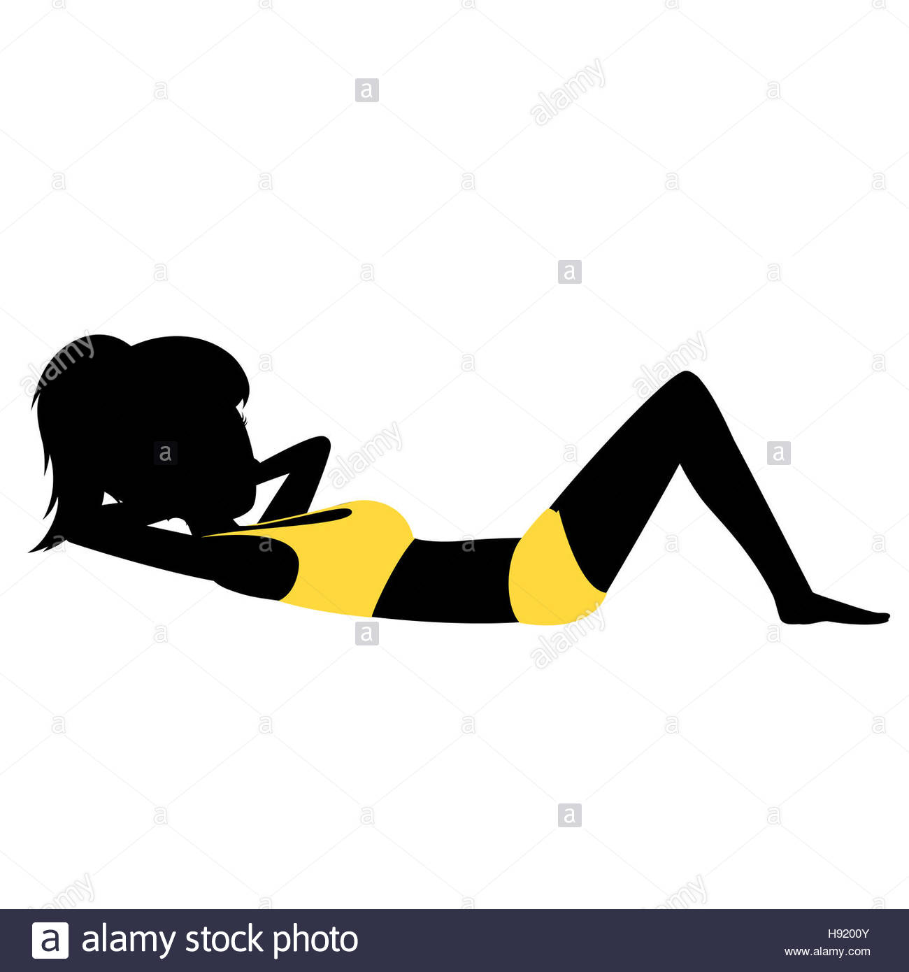 1300x1390 Silhouette Of A Sporty Girl Is Doing Sit Ups (Legs On Floor Stock