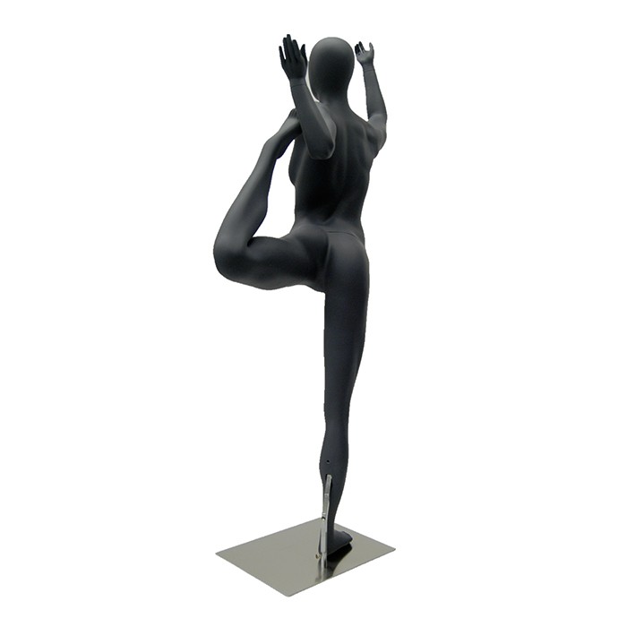 700x700 Matte Black Female Yoga Mannequin, Dancer Pose Subastral