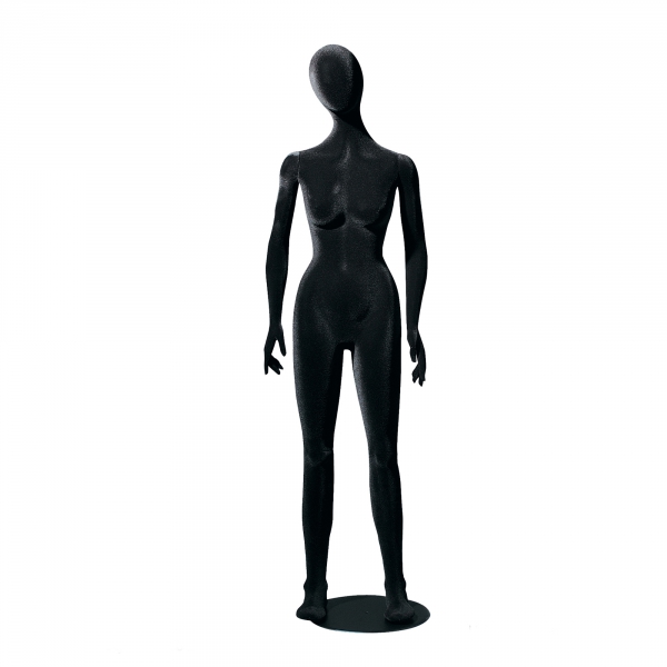 600x600 Movable Female Mannequin Faceless Flocked Black Colour