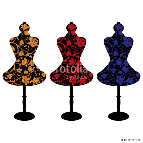500x500 Set Of A Female Mannequin Silhouette With Colorful Flower Pattern