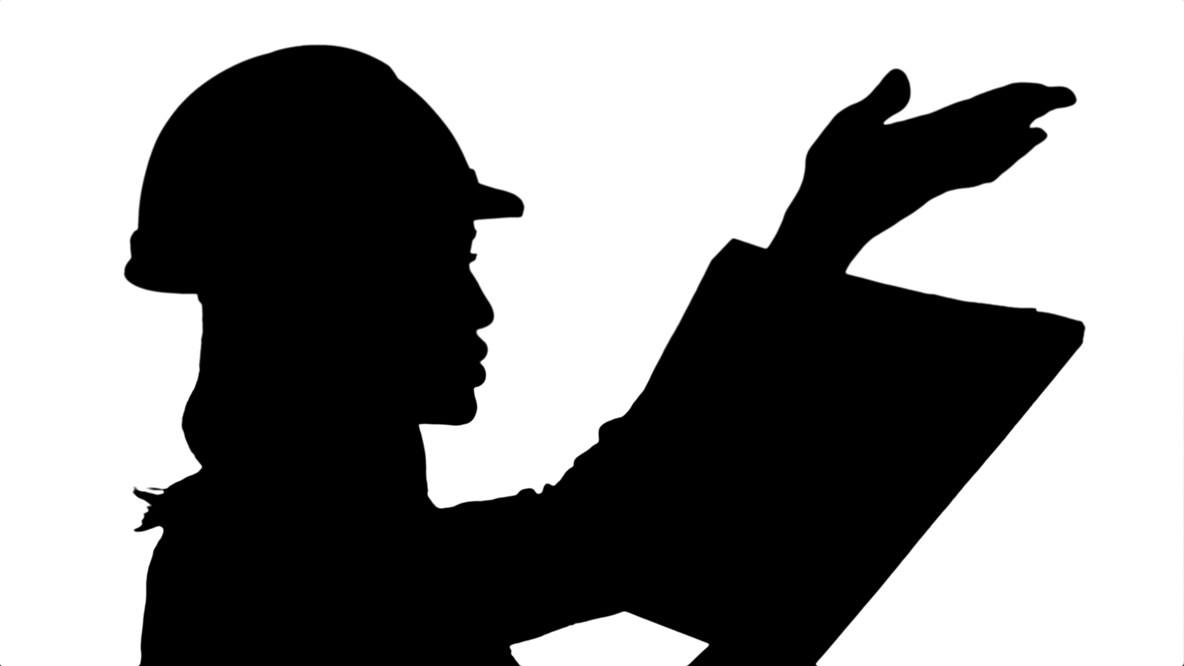 3840x2160 Silhouette Female Construction Engineer Reading Plans And Talk