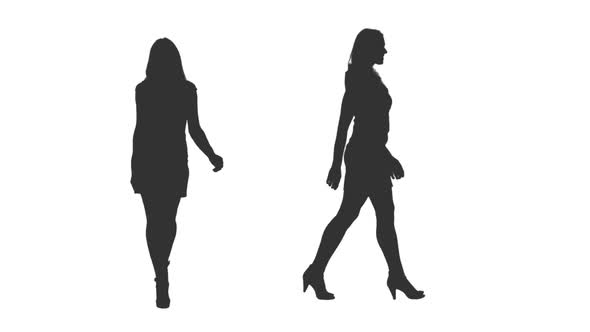 590x332 Female Silhouette Walking In Dress And High Heels, Alpha Channel