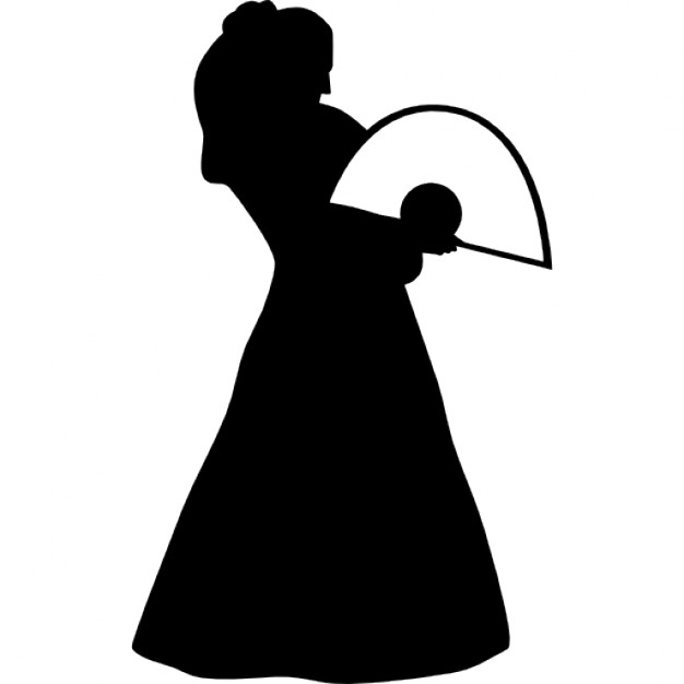 626x626 Flamenco Female Model Standing Silhouette With A Fan Icons Free