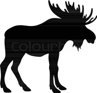 320x308 Silhouette Moose On Wood Background Stock Vector Colourbox