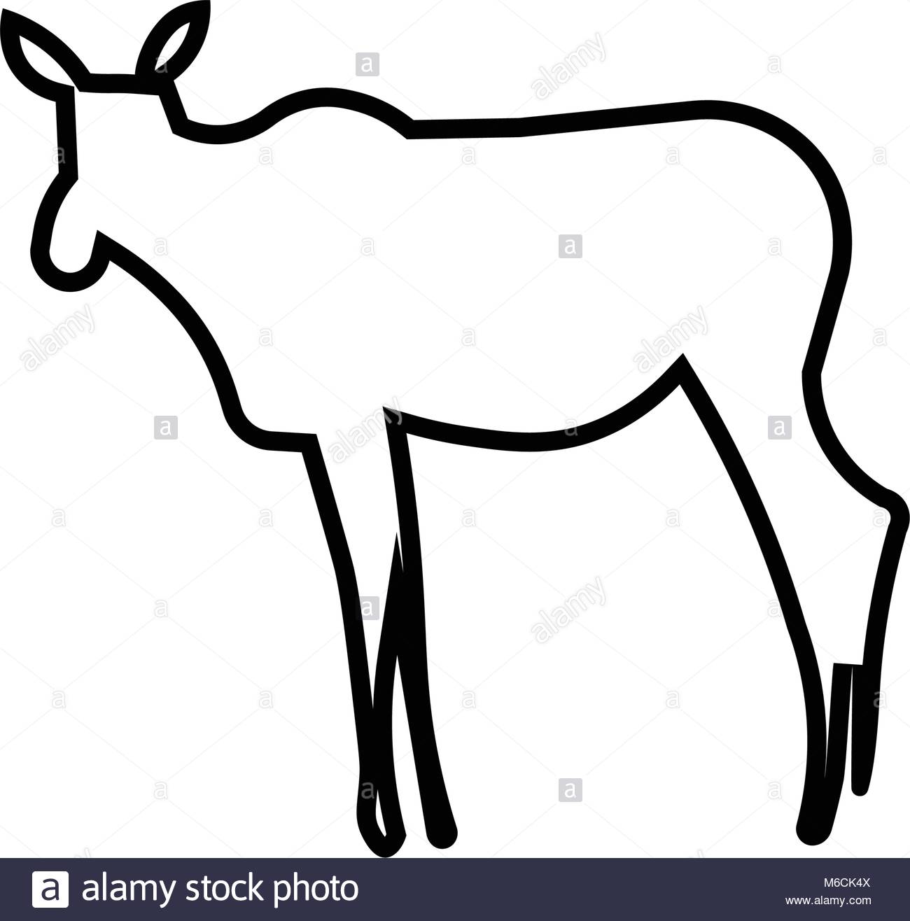 1300x1316 Female Moose Silhouette Outline On White Background Stock Vector