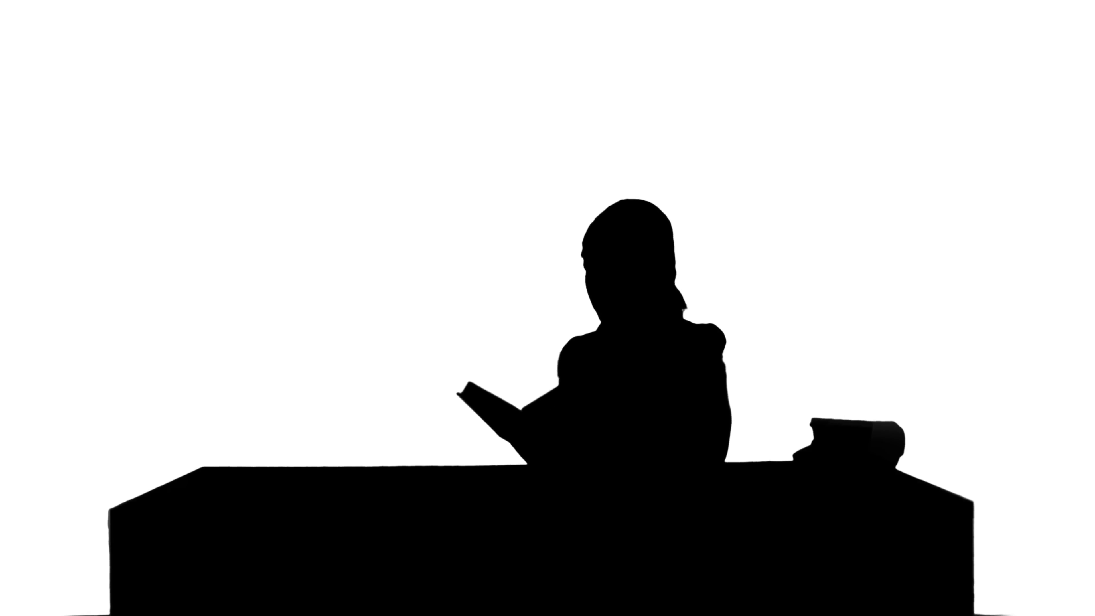 3840x2160 Silhouette Female Student Reading A Book For Finding Information